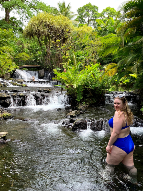 Tabacón Thermal Resort & Spa, me trying to wade through the hot springs