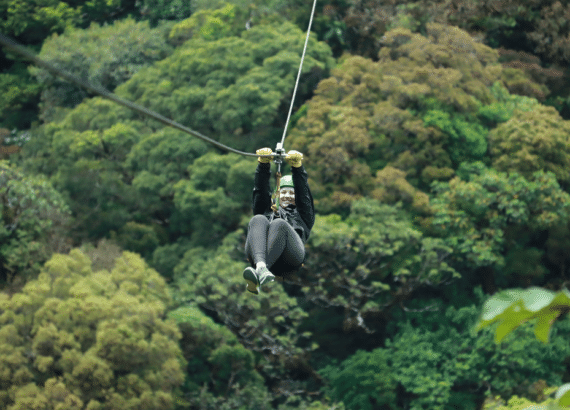 Me flying through the sky at Sky Adventures, Monteverde, Costa Rica