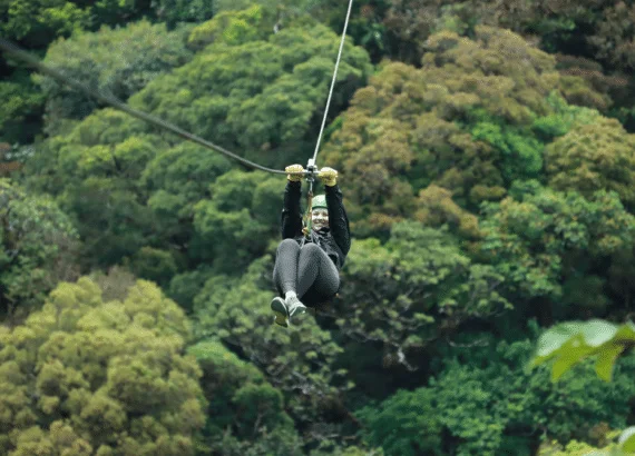 Me flying through the sky at Sky Adventures, Monteverde, Costa Rica