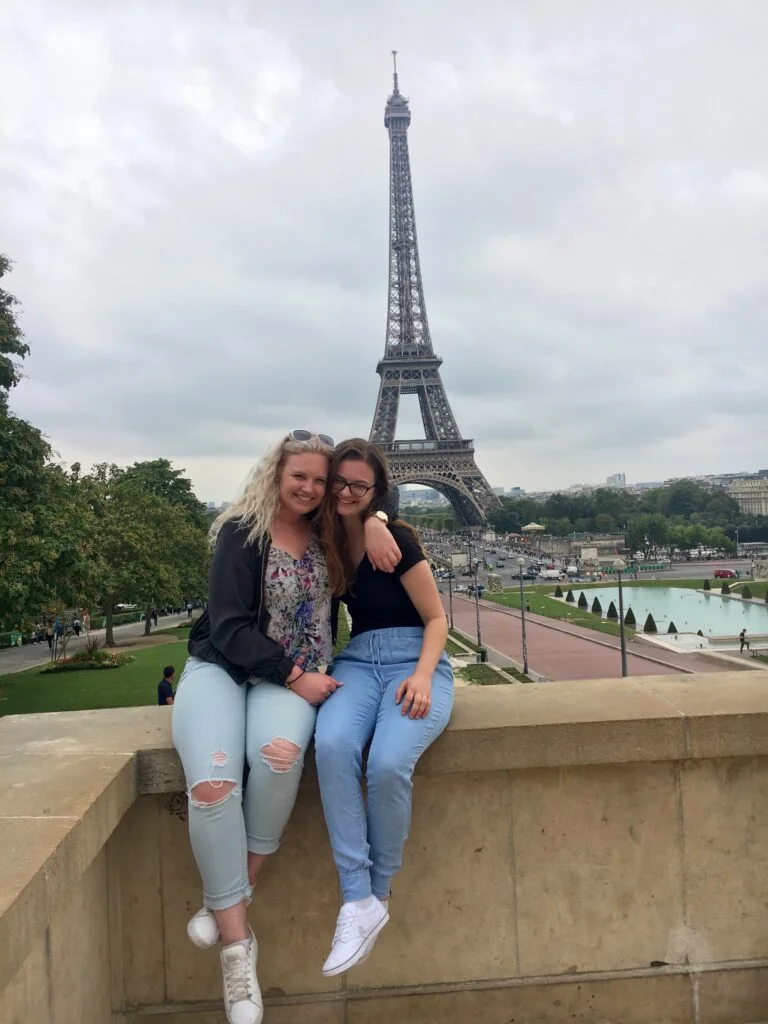 With my sister at the Eiffel Tower, Paris