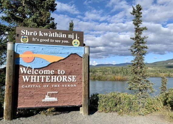 Millennium Trail, Welcome to Whitehorse sign, Yukon Territory travel guide