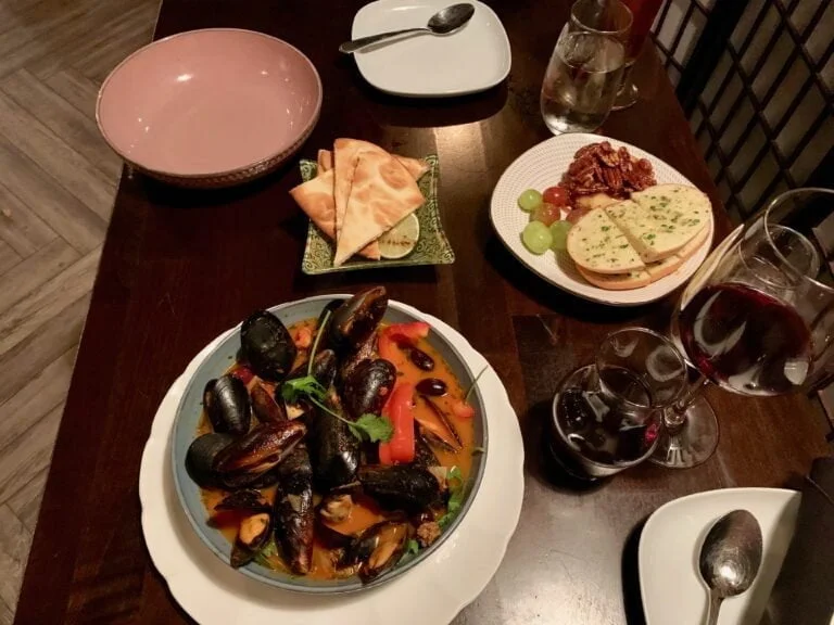 The Raven Bistro, mussels and brie in Jasper, Alberta