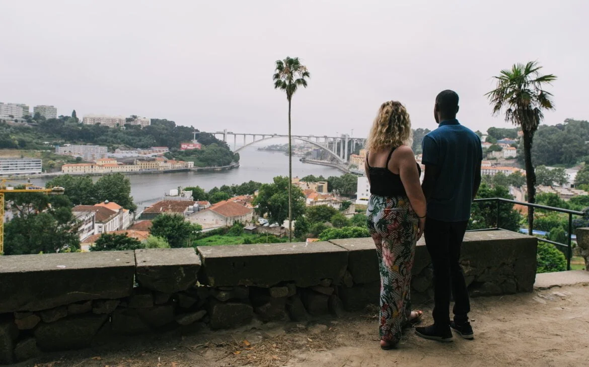 Standing in Jardins do Palacio de Cristal overlooking Porto and the Douro River