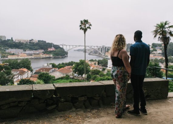 Standing in Jardins do Palacio de Cristal overlooking Porto and the Douro River