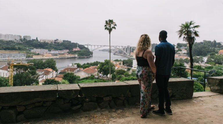 Standing in Jardins do Palacio de Cristal overlooking Porto and the Douro River
