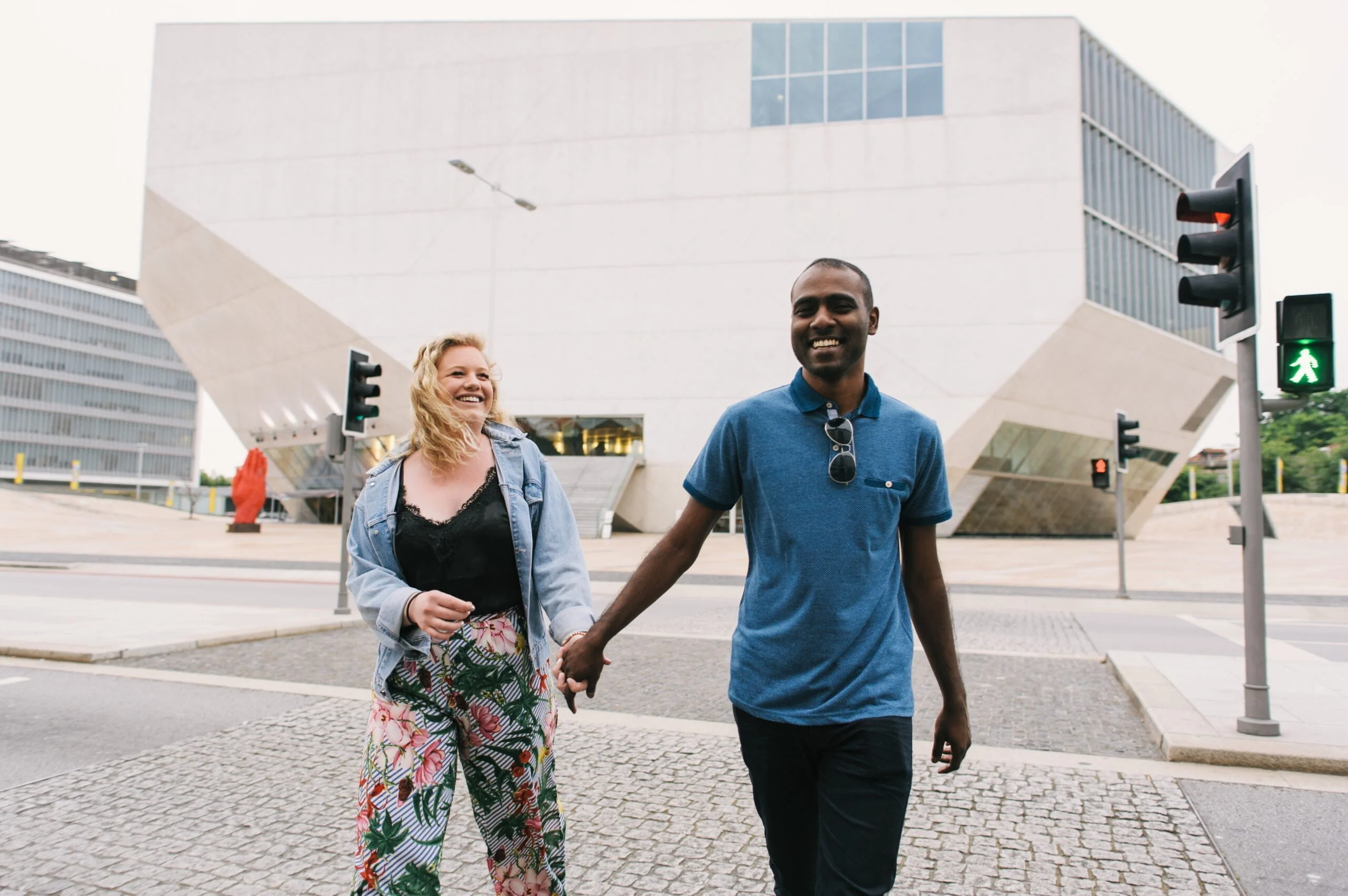 Posing in front of Casa da Musica, Porto, one of the modern Porto Instagram spots