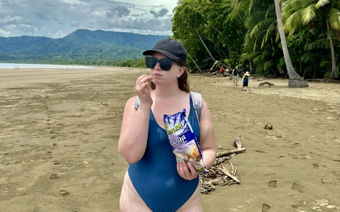 Eating Chips on Playa Uvita, Marino Ballena National Park