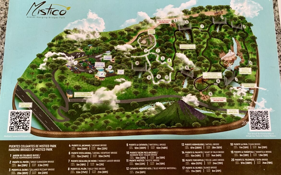 Mistico Hanging Bridges Park Map