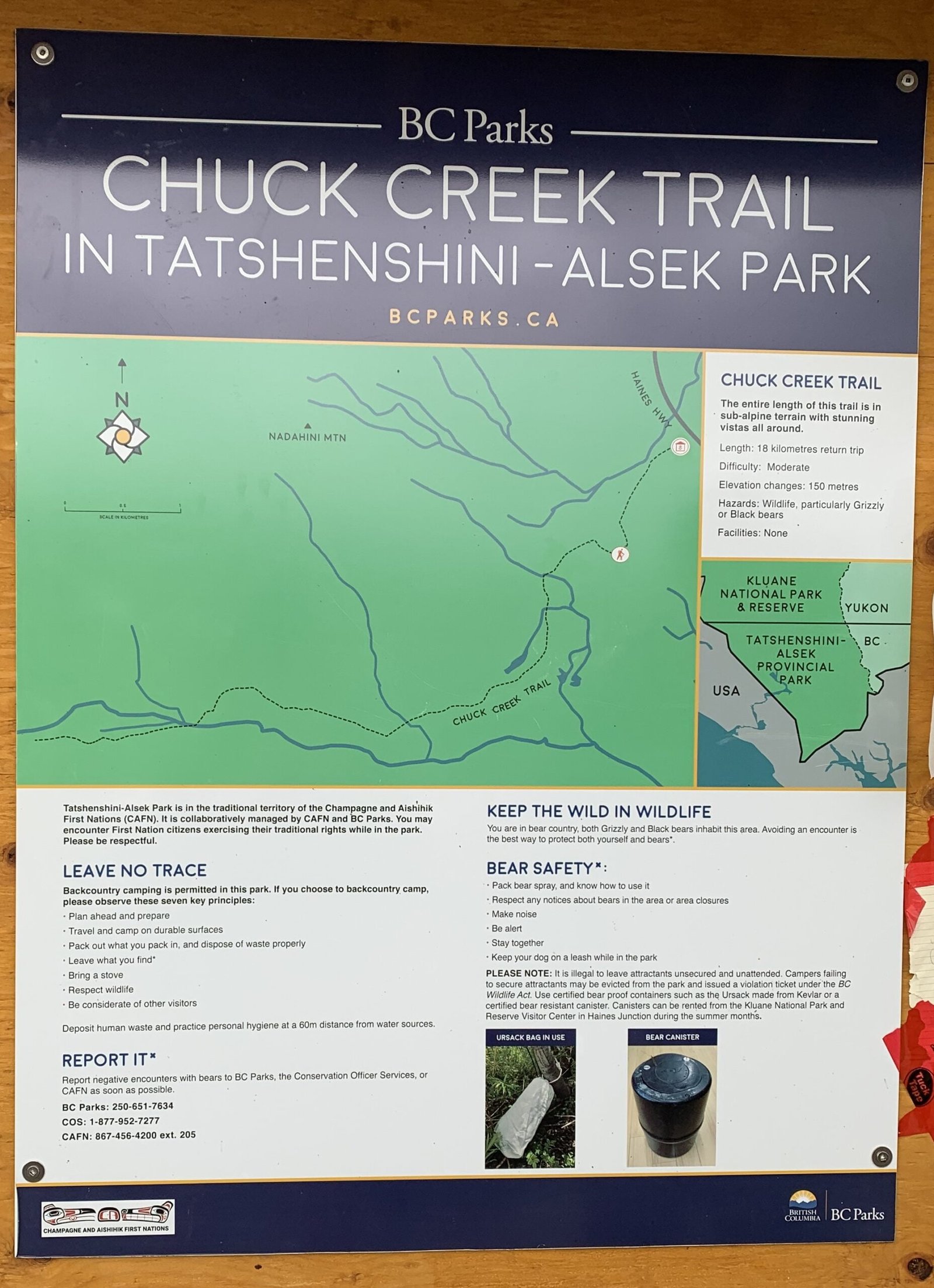 Samuel glacier infographic at the trailhead