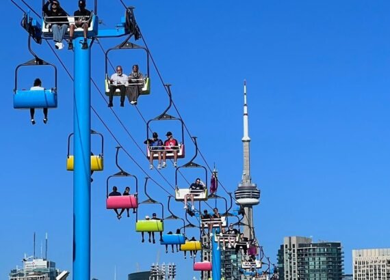 Rides and the CN Tower at the CNE