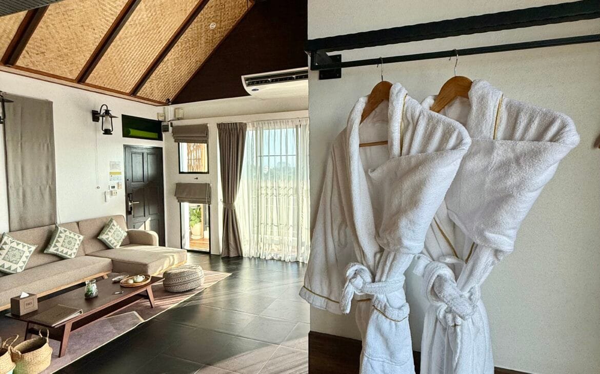 Thee Kashatharn robes and couch in the Grand Oriental Suite