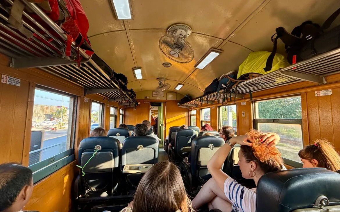 Second class cabin train from Bangkok to Ayutthaya