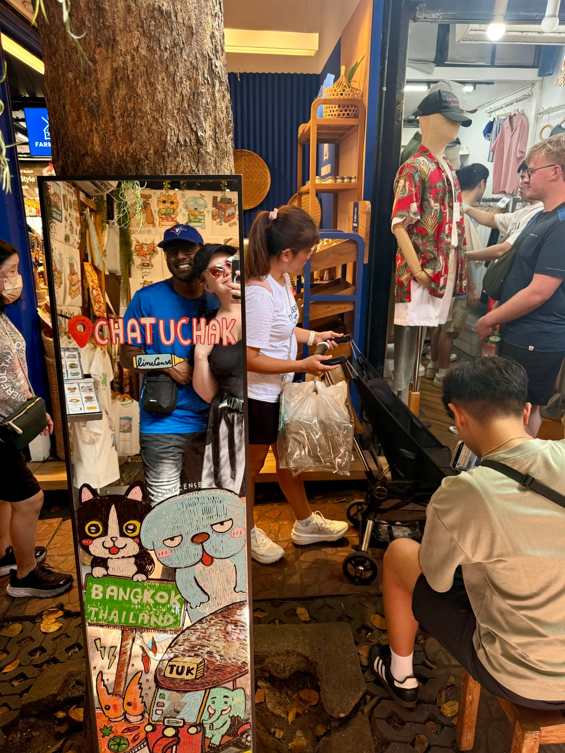 Posing in the mirror at Chatuchak Market