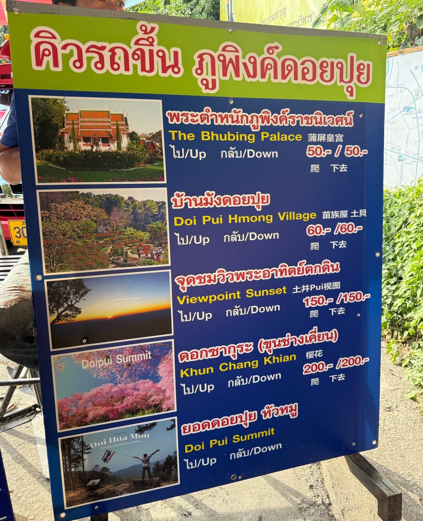Prices for Doi Pui Village transport